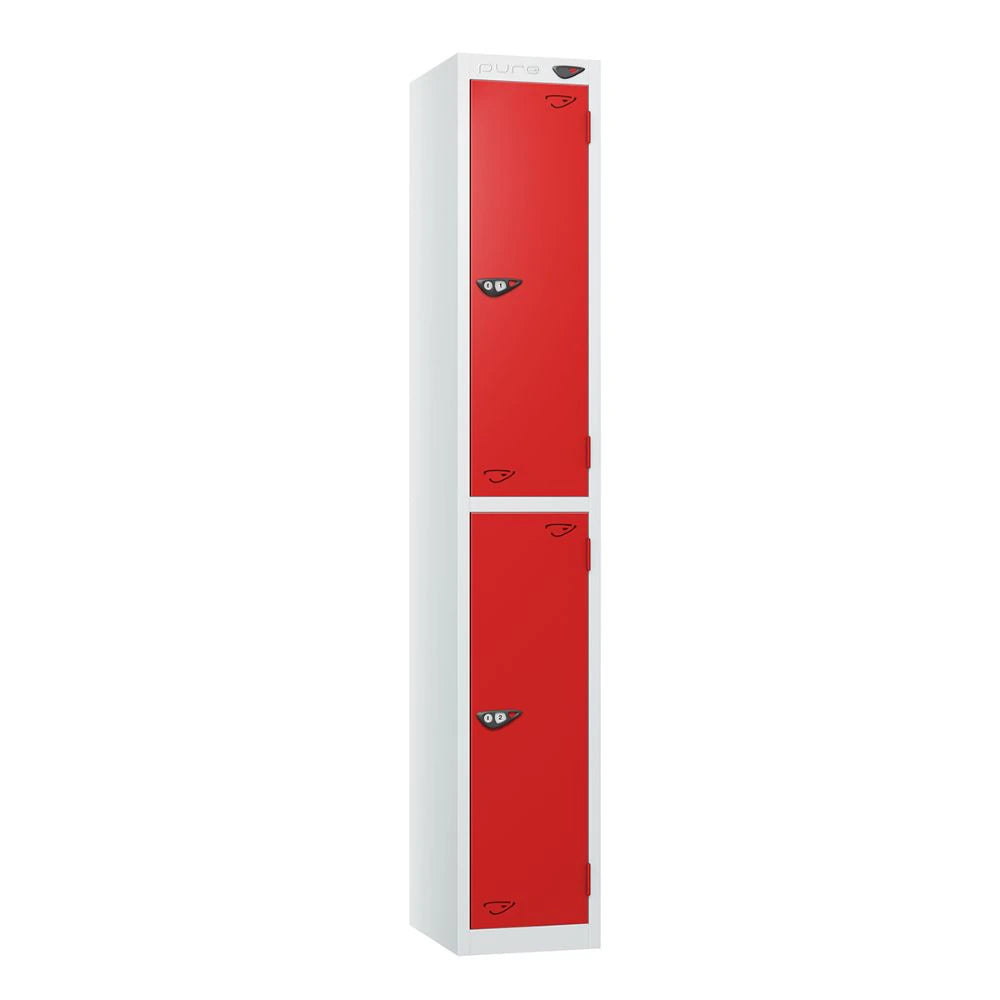 Prime 2-Door Steel Locker - Arctic White Flame Red