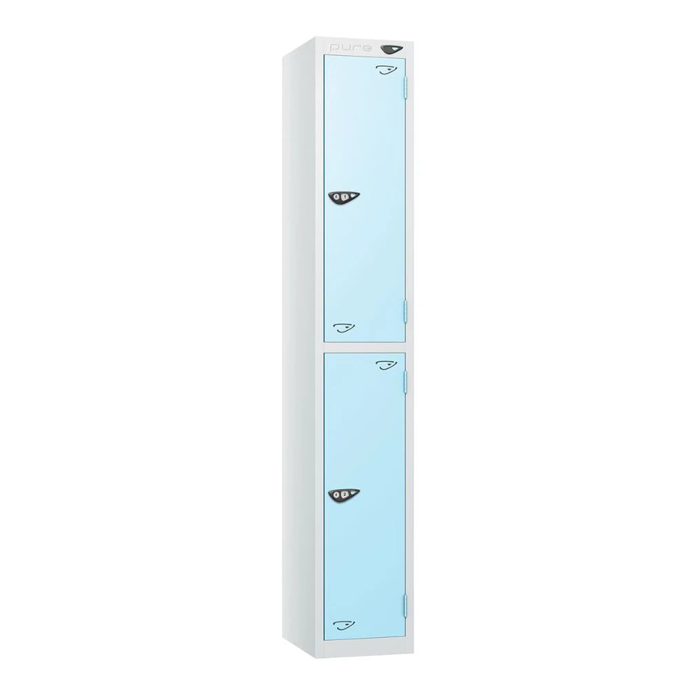Prime 2-Door Steel Locker - Arctic White Ribbon Blue