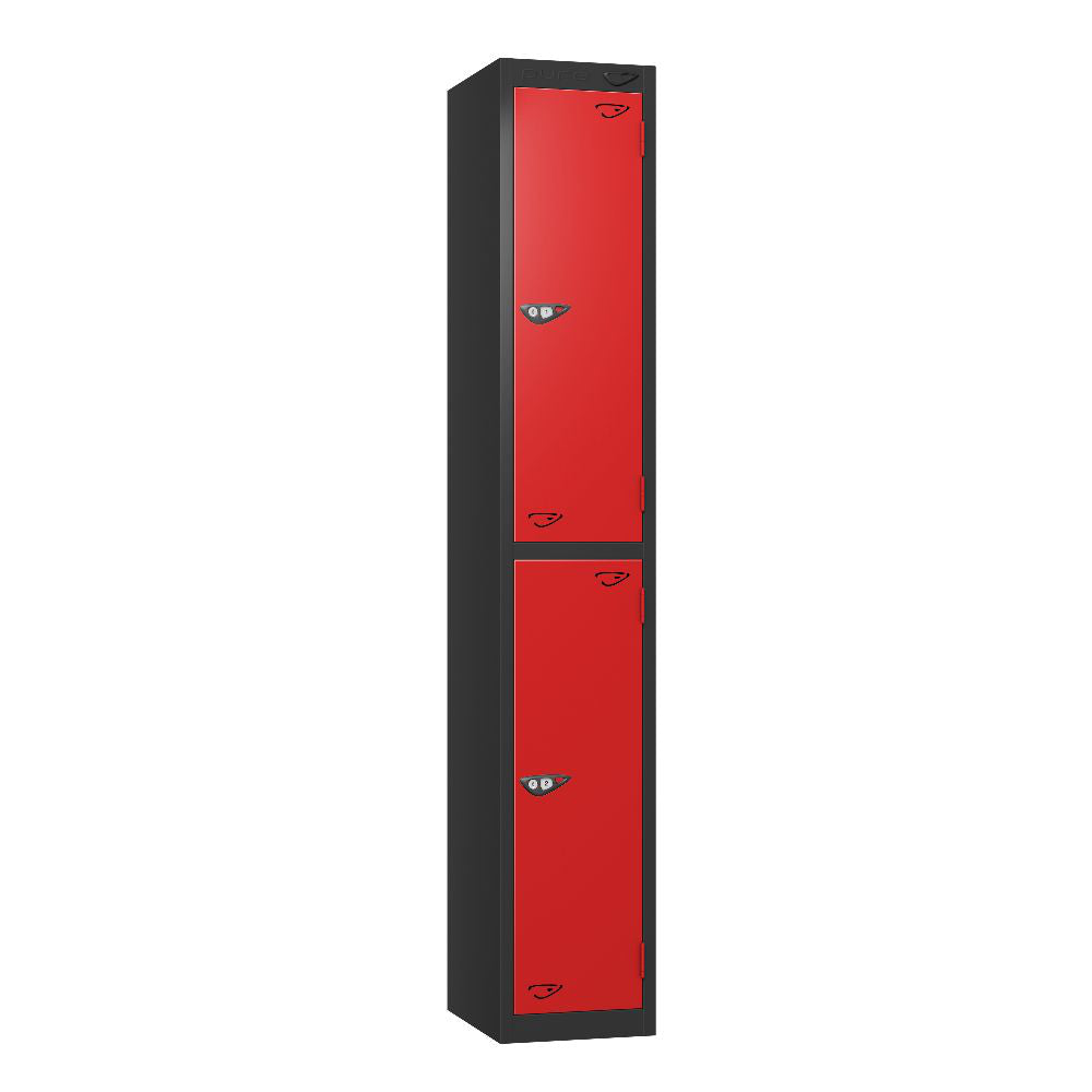 Prime 2-Door Steel Locker - Black & Flame Red