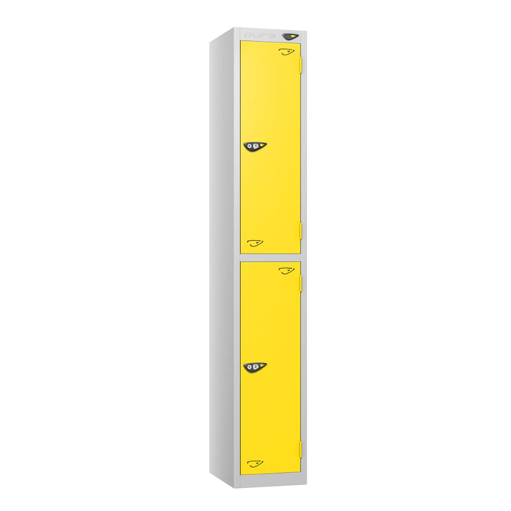 Prime 2-Door Steel Locker - Pearl Silver & Lemon Yellow