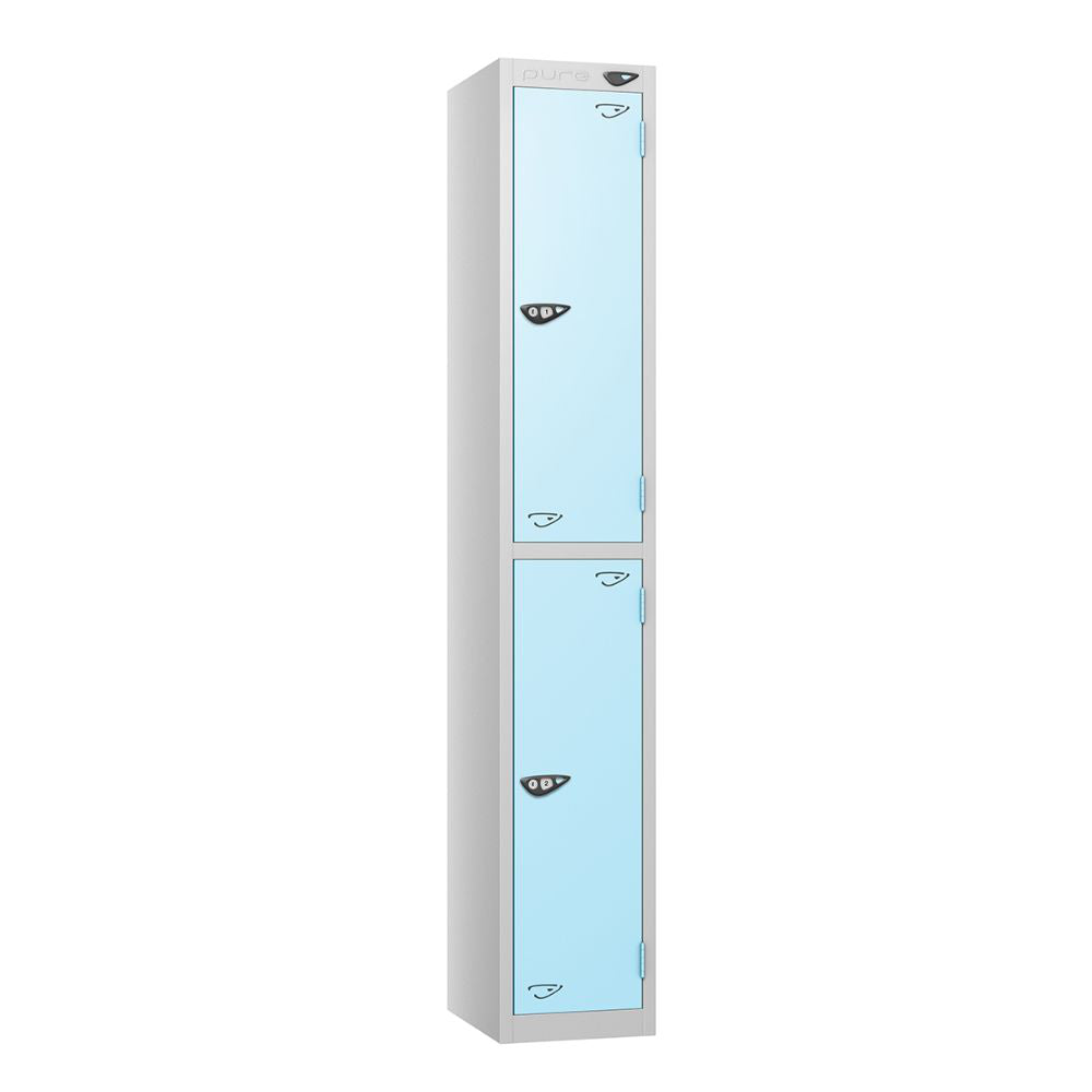 Prime 2-Door Steel Locker - Pearl Silver & Ribbon Blue