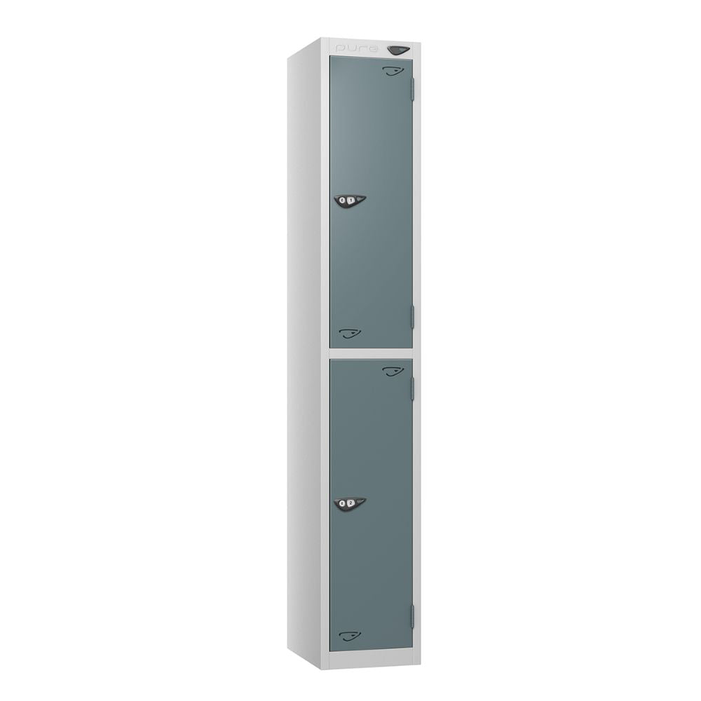 Prime 2-Door Steel Locker - Pearl Silver & Slate Grey