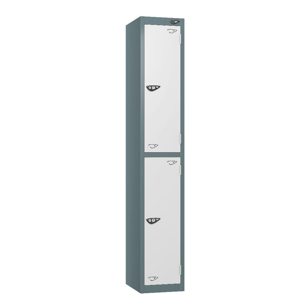 Prime 2 Door Steel Locker Slate Grey Arctic White