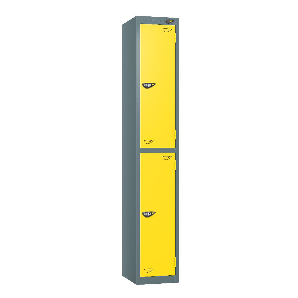 Prime 2-Door Steel Locker - Slate Grey & Lemon Yellow