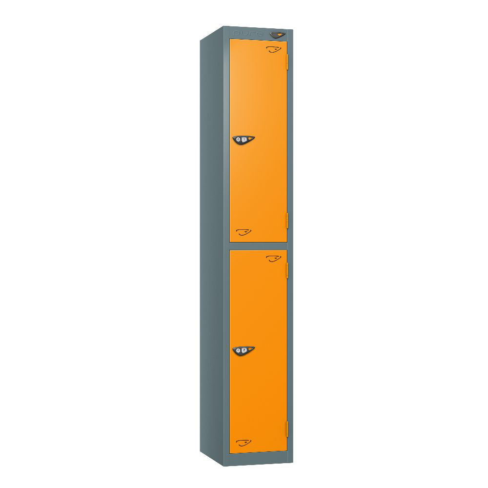 Prime 2-Door Steel Locker - Slate Grey & Magma