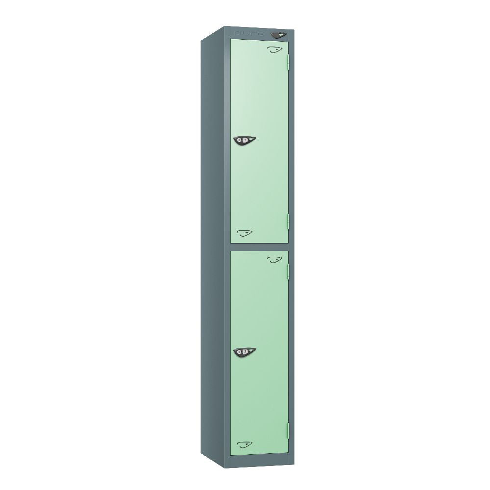 Prime 2-Door Steel Locker - Slate Grey & Mint