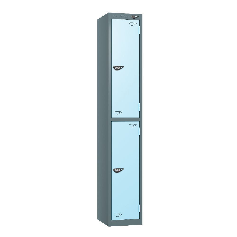 Prime 2-Door Steel Locker - Slate Grey & Ribbon Blue