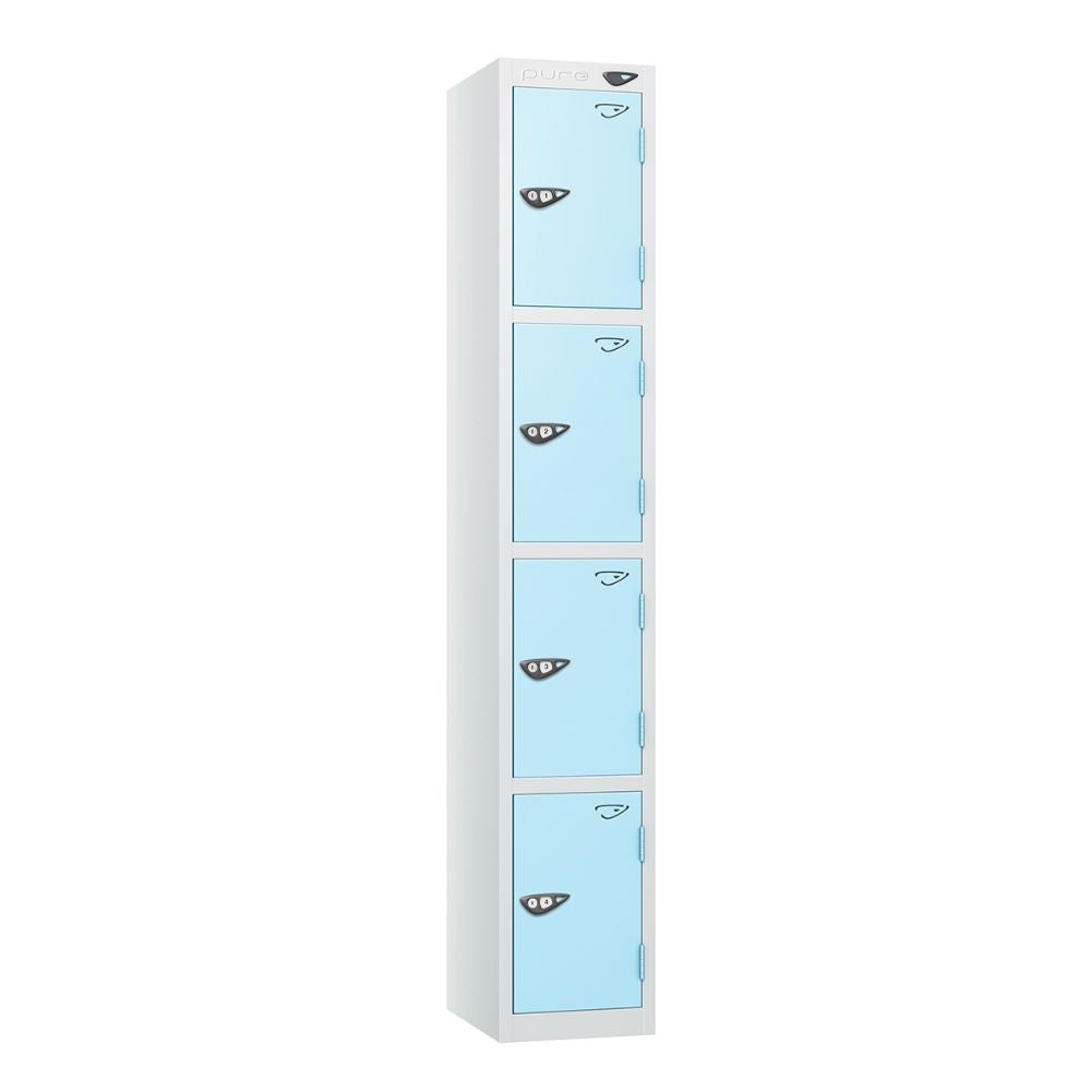 Prime 4-Door Steel Locker Arctic White Ribbon Blue