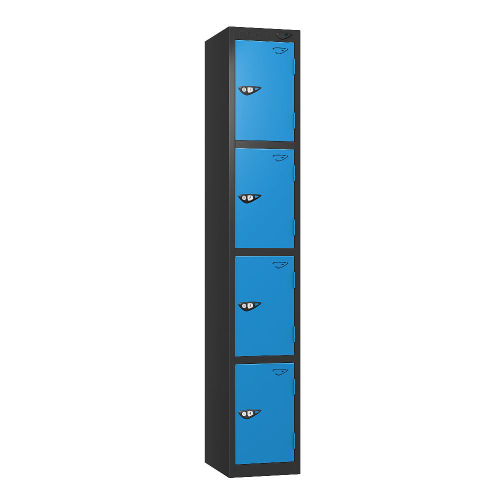 Prime 4-Door Steel Locker Black Cobalt Blue