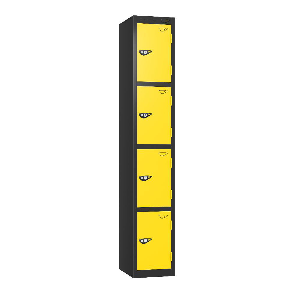 Prime 4-Door Steel Locker Black Lemon Yellow
