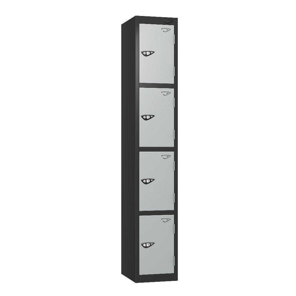 Prime 4-Door Steel Locker Black Pearl Silver