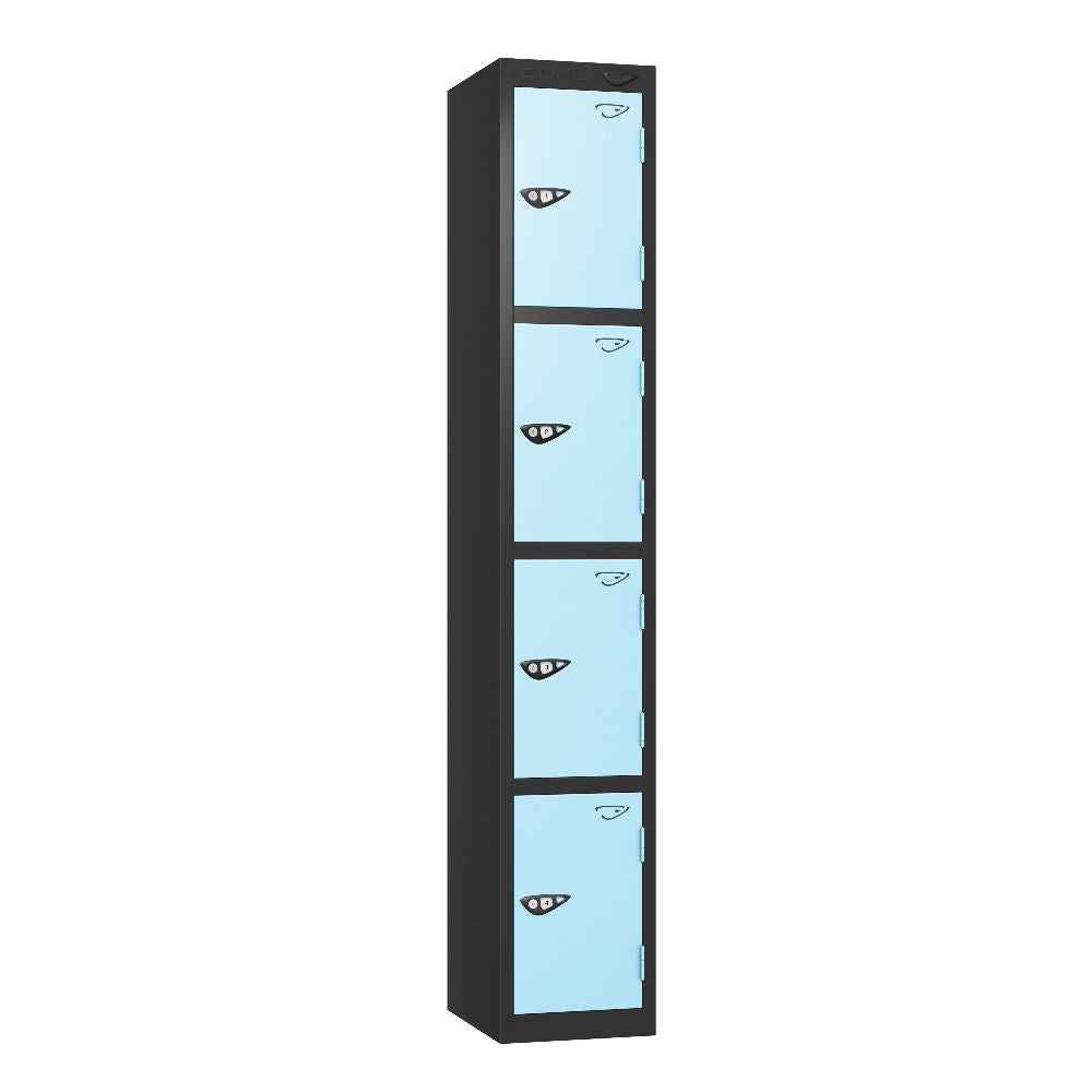 Prime 4-Door Steel Locker Black Ribbon Blue