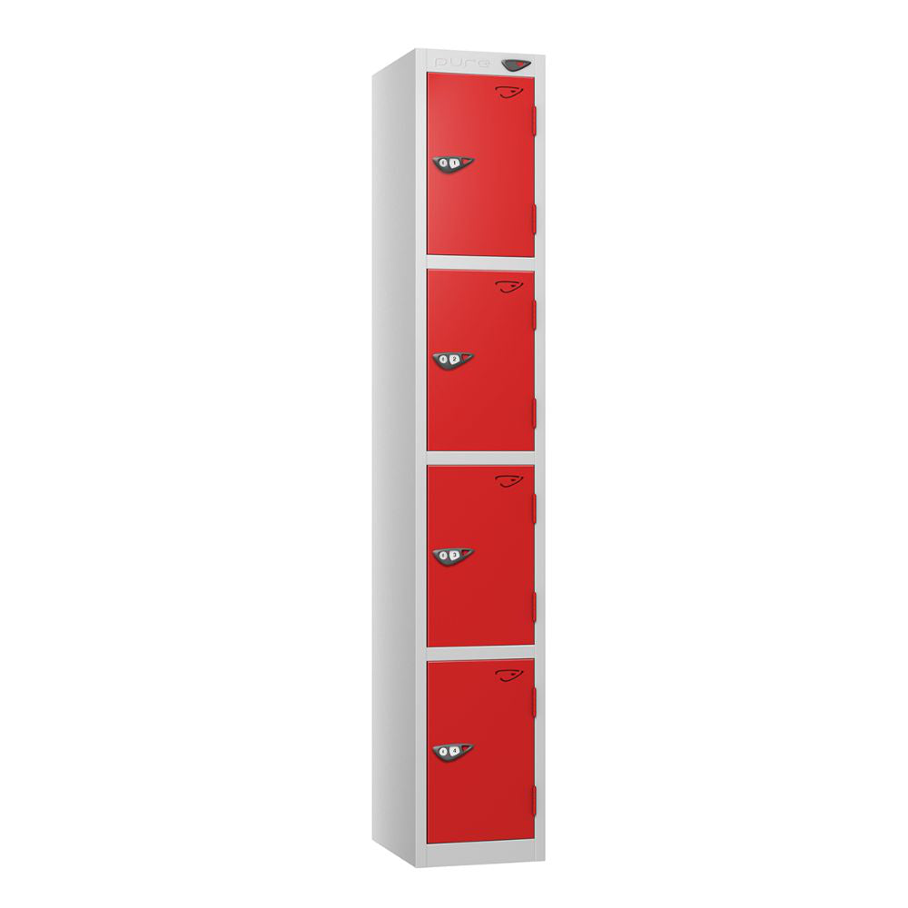 Prime 4-Door Steel Locker Pearl Silver Flame Red