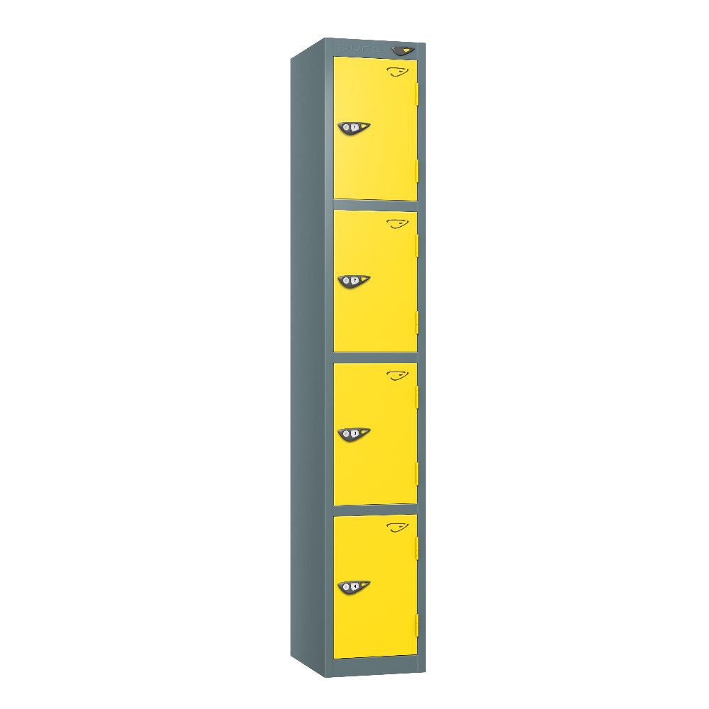 Prime 4-Door Steel Locker Slate Grey Lemon Yellow