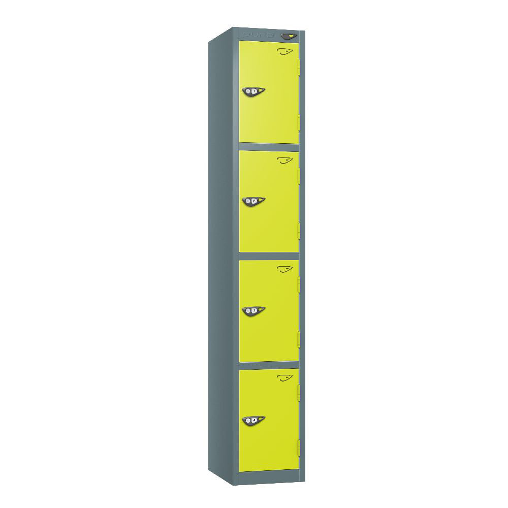 Prime 4-Door Steel Locker Slate Grey Lime Light