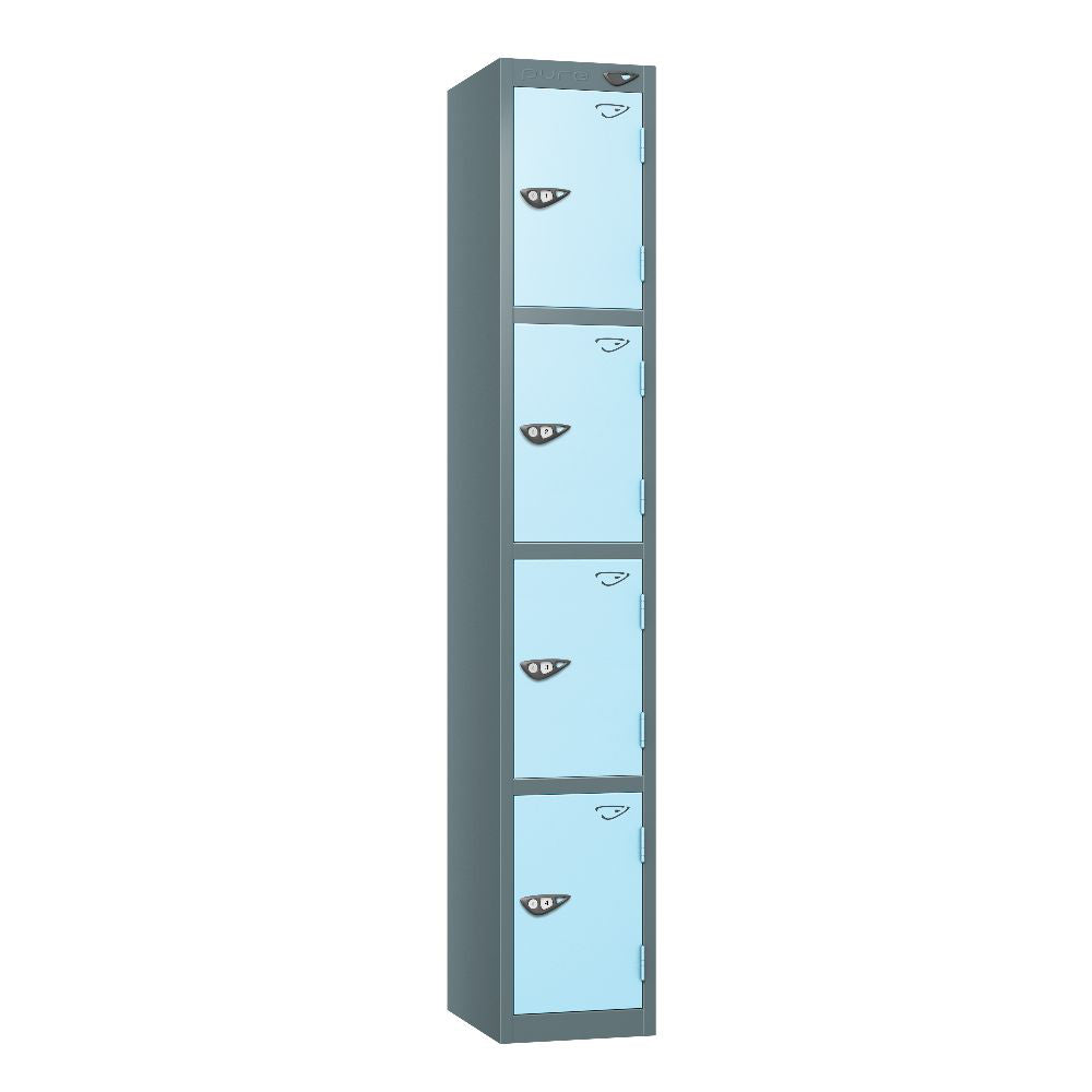 Prime 4-Door Steel Locker Slate Grey Ribbon Blue