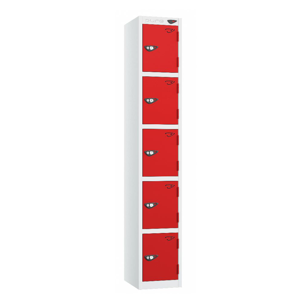 Prime 5-Door Steel Locker Arctic White Flame Red