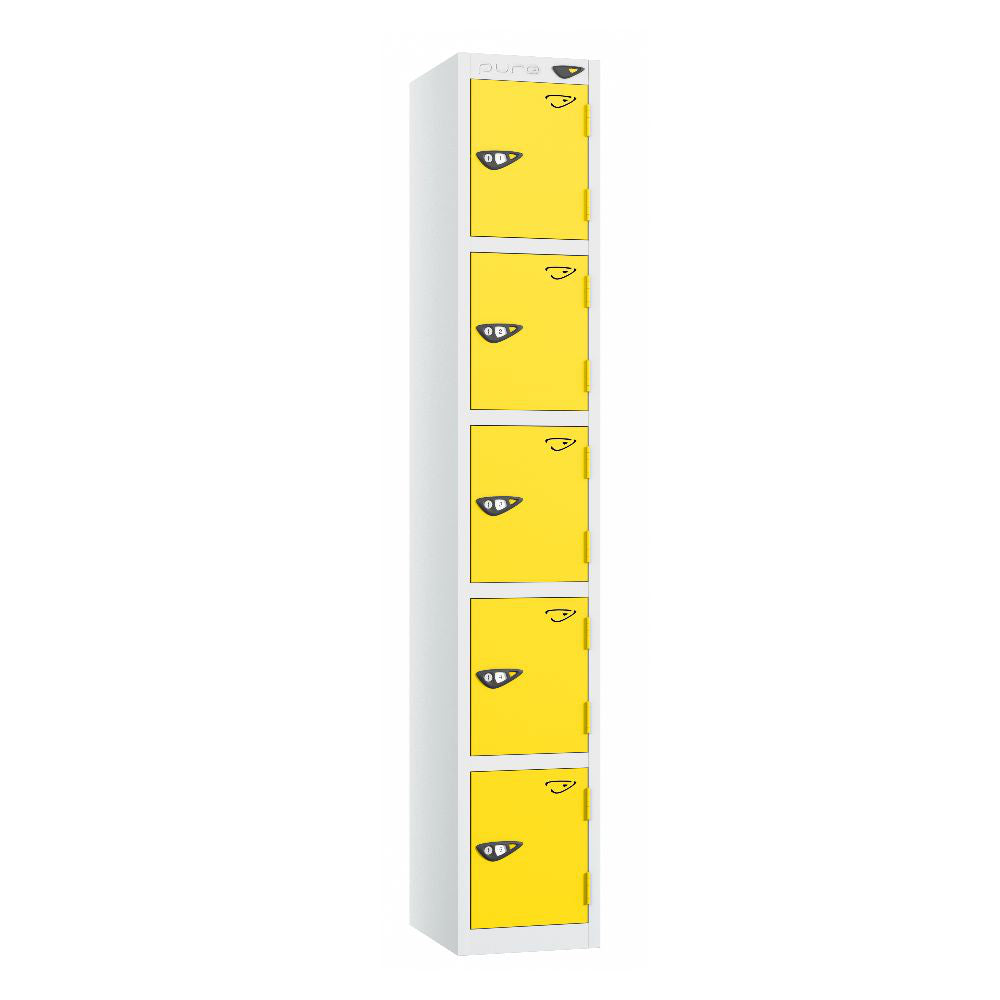 Prime 5-Door Steel Locker Arctic White Lemon Yellow