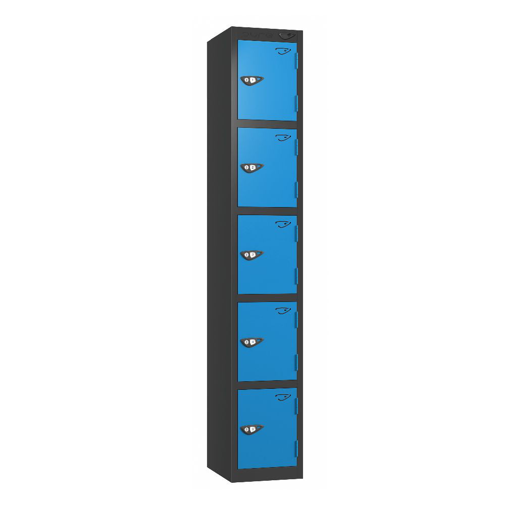 Prime 5-Door Steel Locker Black Cobalt Blue