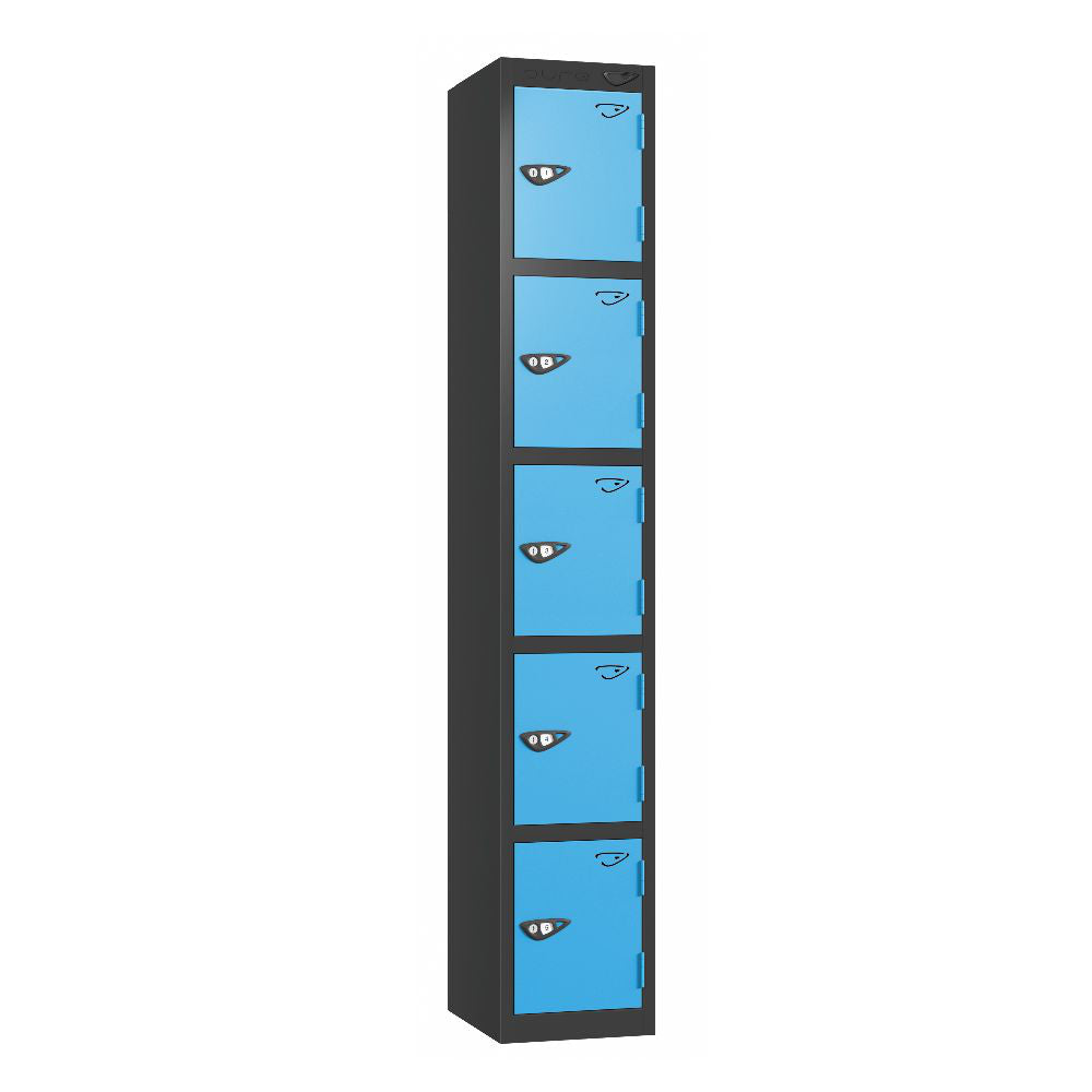 Prime 5-Door Steel Locker Black Cornflower Blue