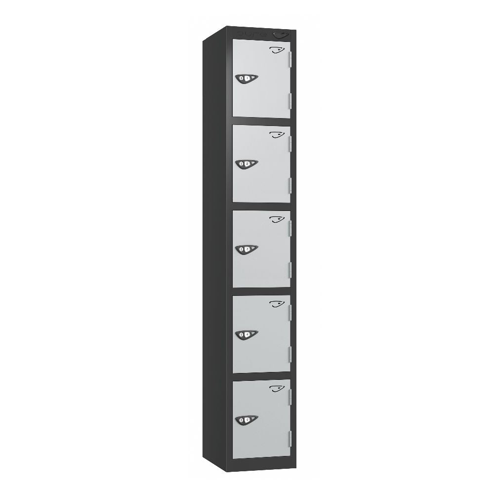 Prime 5-Door Steel Locker Black Pearl Silver