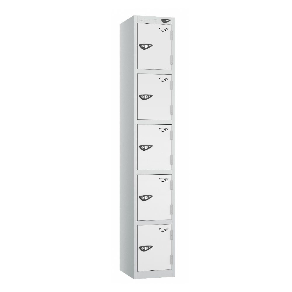 Prime 5-Door Steel Locker Pearl Silver Arctic White