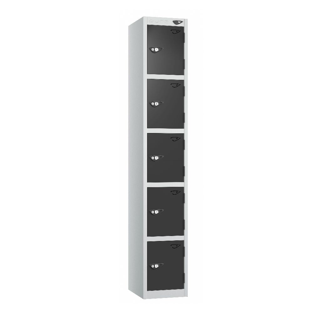 Prime 5-Door Steel Locker Pearl Silver Black