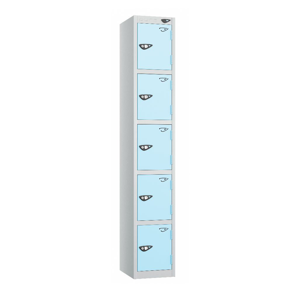 Prime 5-Door Steel Locker Pearl Silver Ribbon Blue