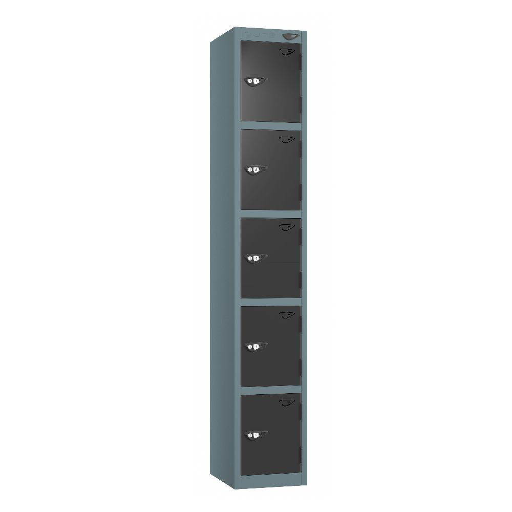 Prime 5-Door Steel Locker Slate Grey Black