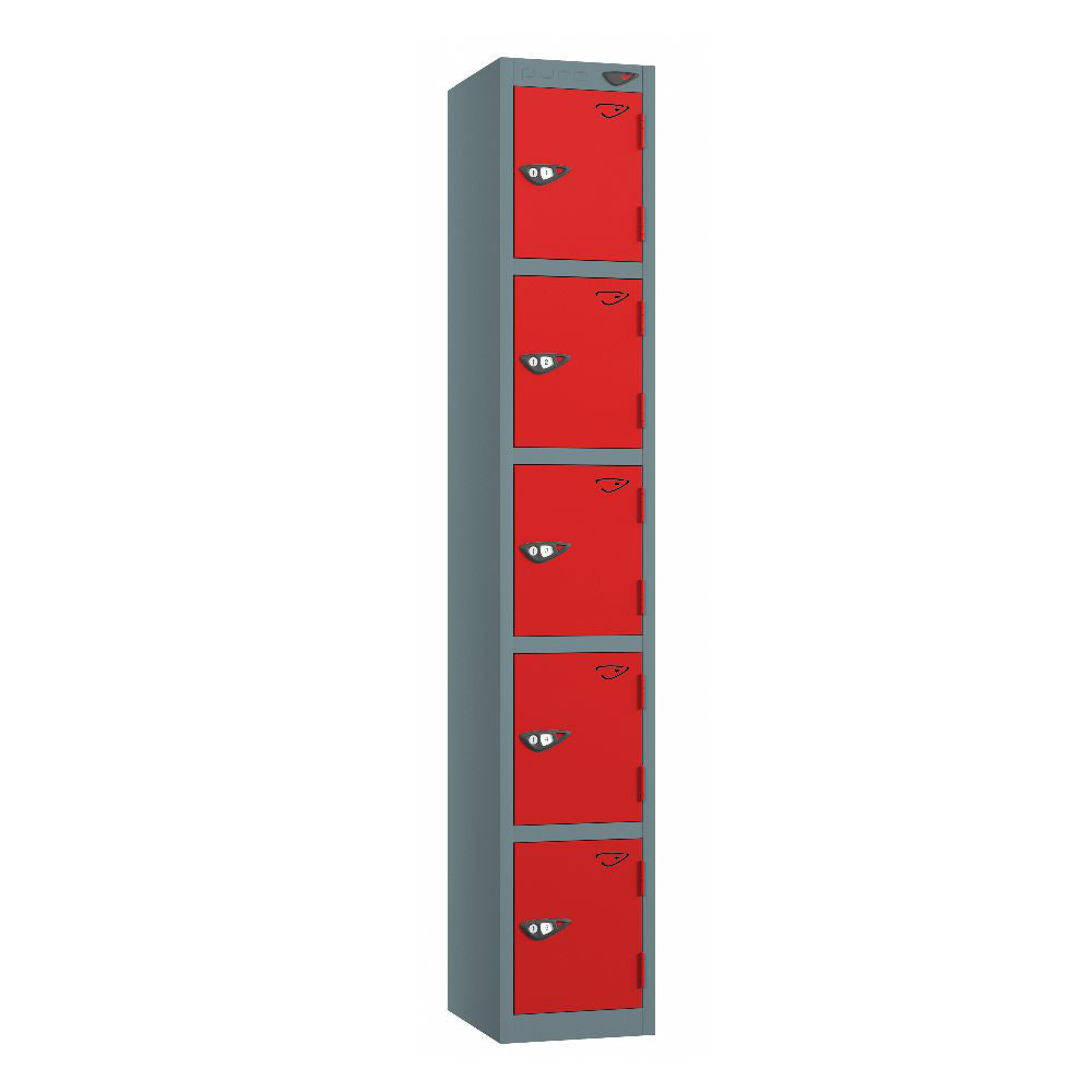 Prime 5-Door Steel Locker Slate Grey Flame Red