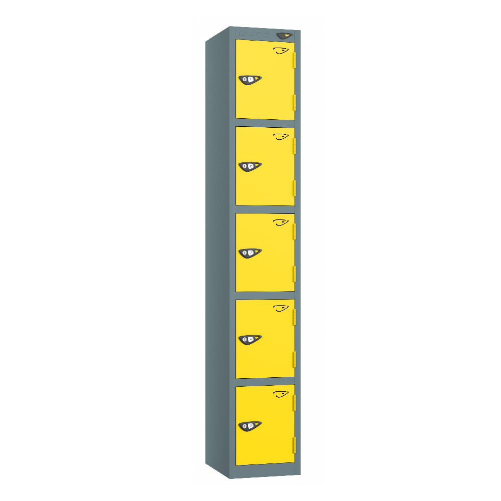 Prime 5-Door Steel Locker Slate Grey Lemon Yellow