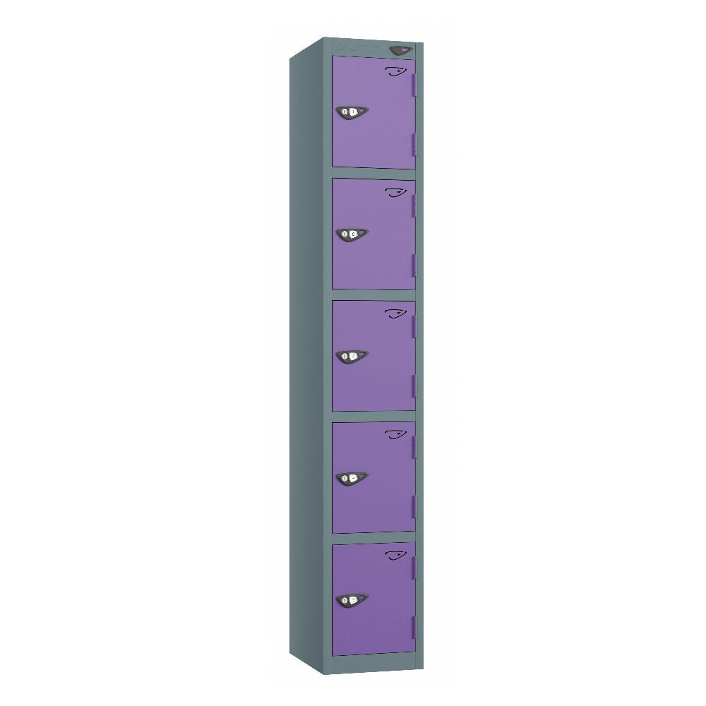 Prime 5-Door Steel Locker Slate Grey Orchid Violet