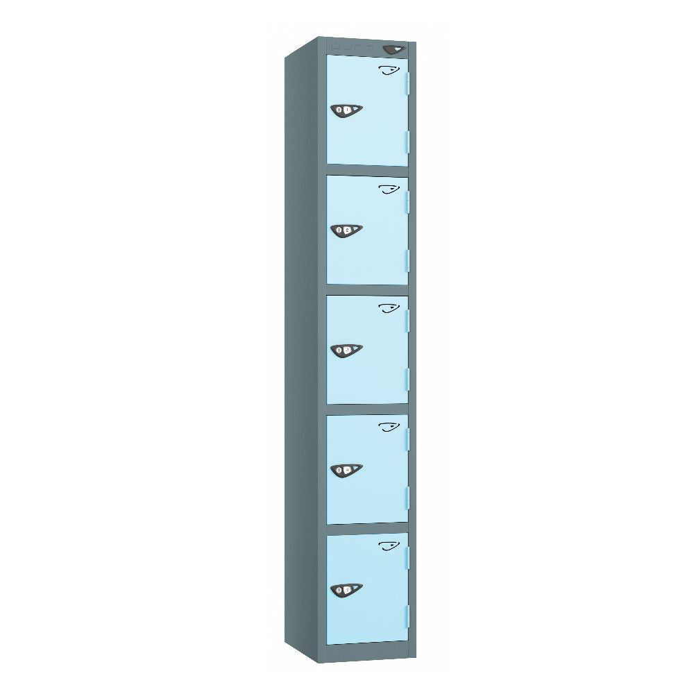 Prime 5-Door Steel Locker Slate Grey Ribbon Blue