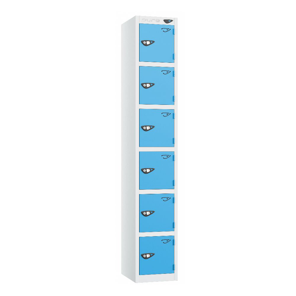 Prime 6-Door Steel Locker Arctic White Cornflower Blue