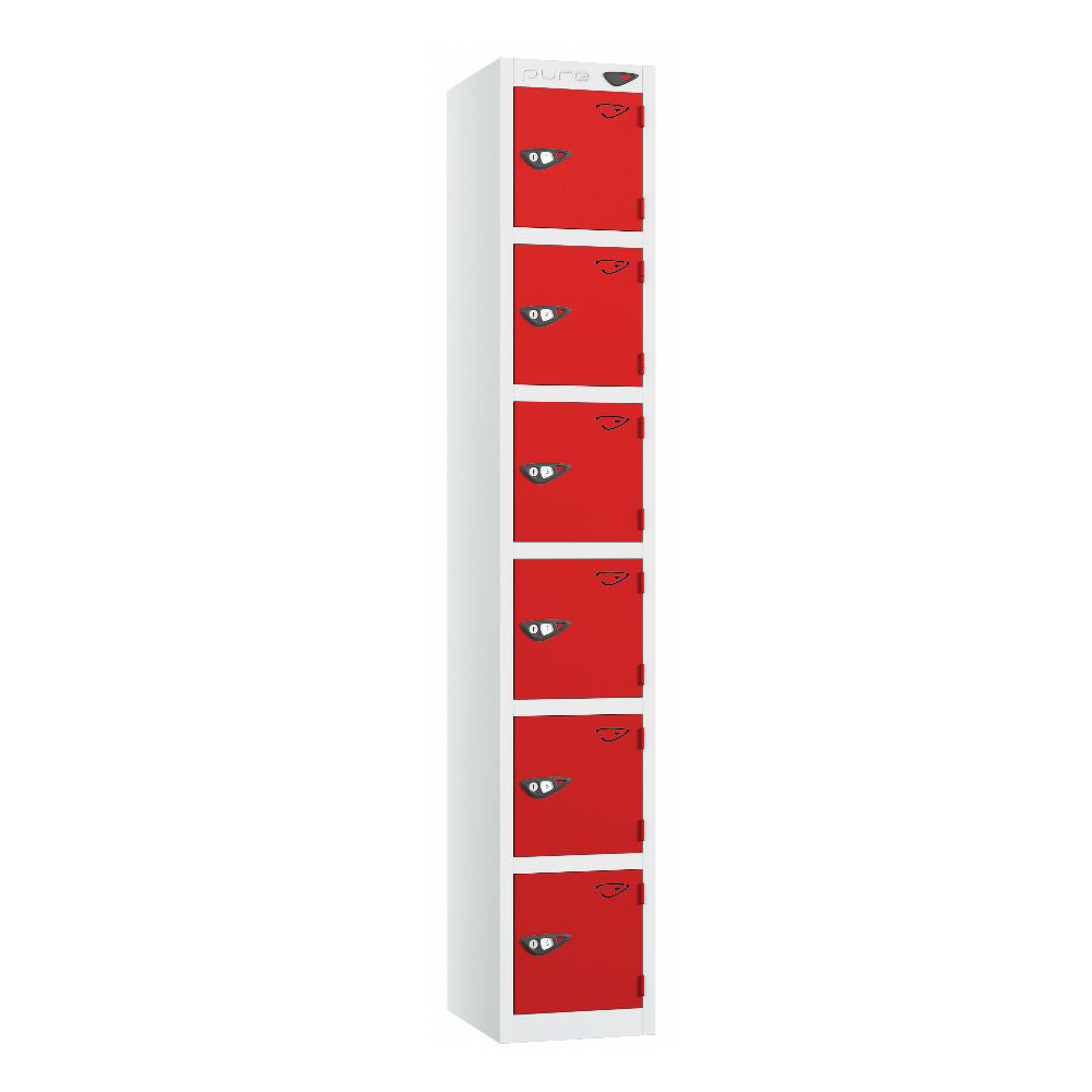 Prime 6-Door Steel Locker Arctic White Flame Red