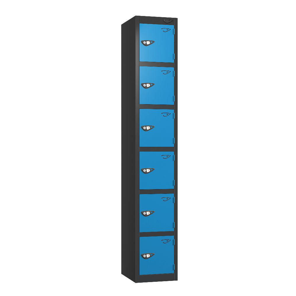 Prime 6-Door Steel Locker Black Cobalt Blue