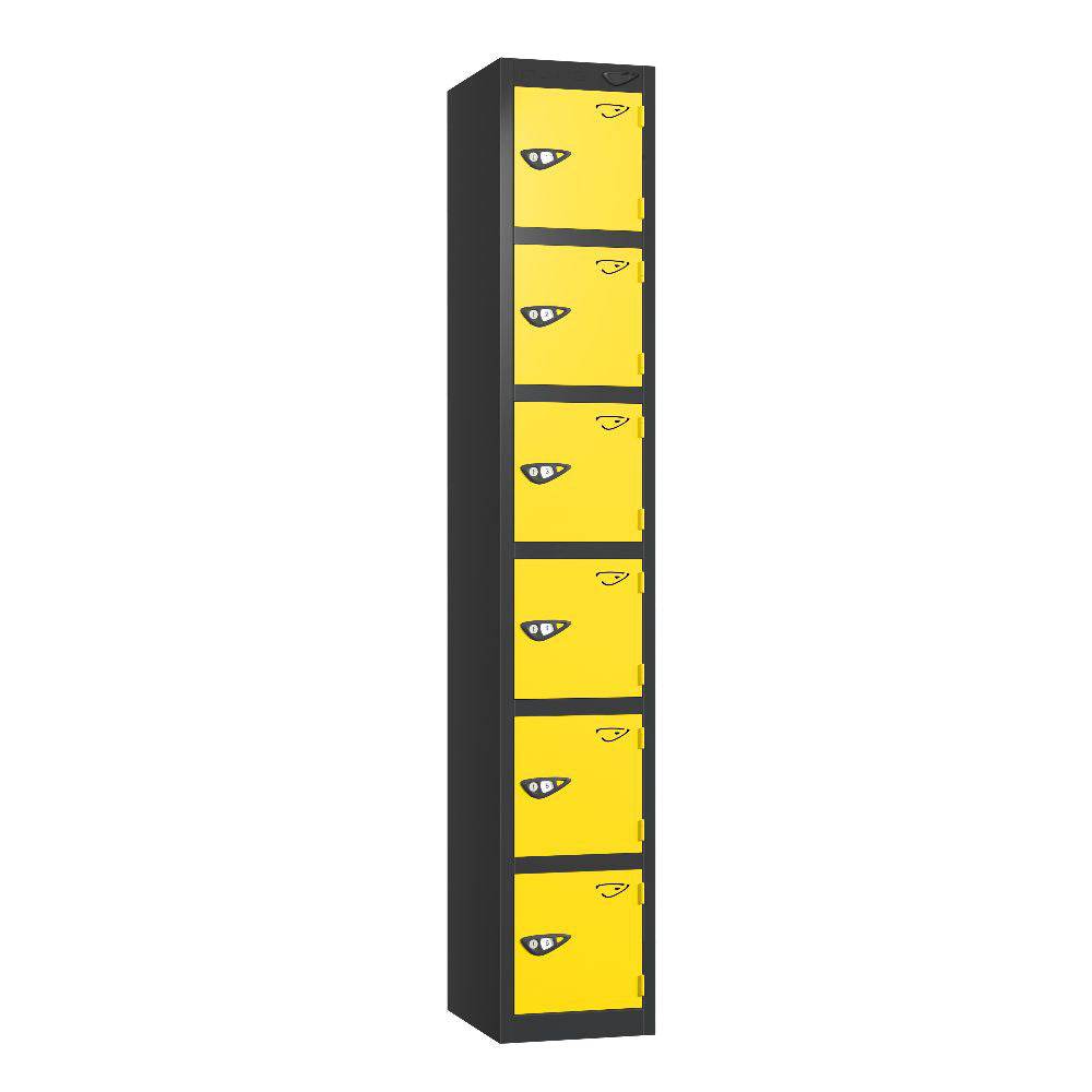 Prime 6-Door Steel Locker Black Lemon Yellow
