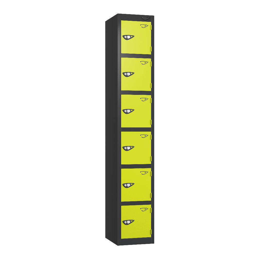 Prime 6-Door Steel Locker Black Lime Light