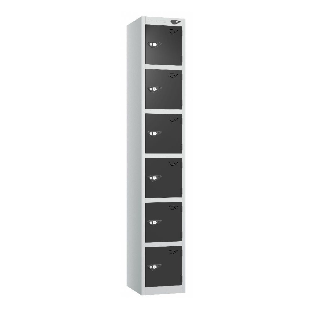 Prime 6-Door Steel Locker Pearl Silver Black