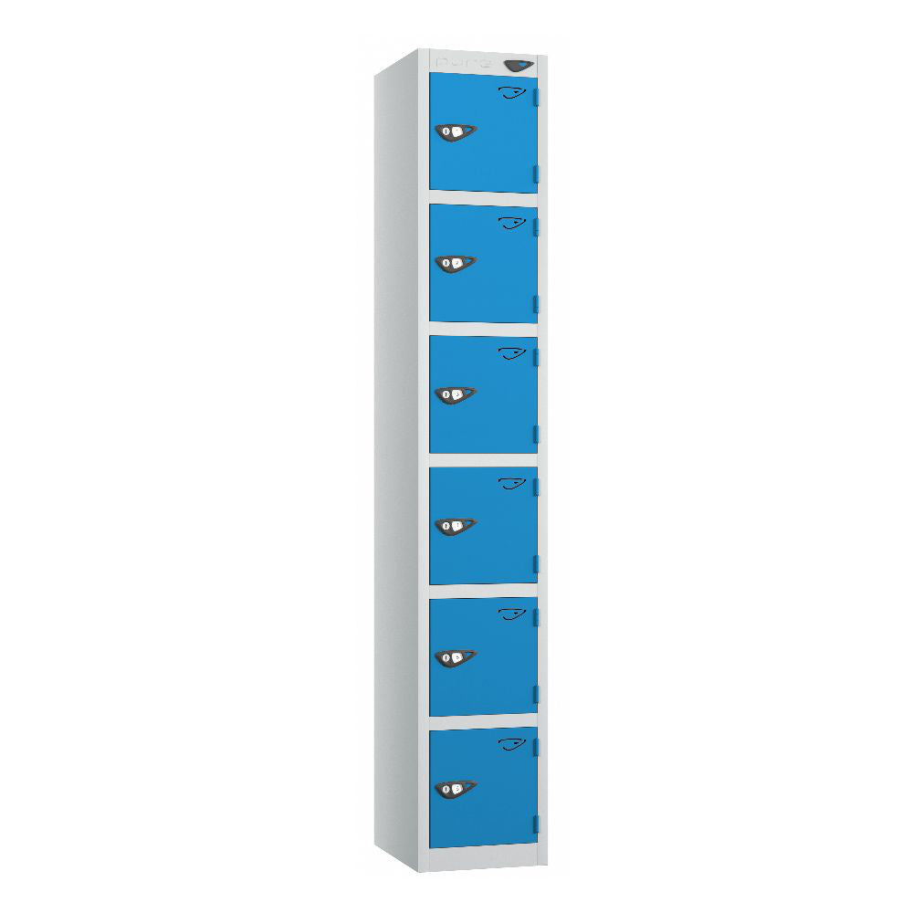 Prime 6-Door Steel Locker Pearl Silver Cobalt Blue