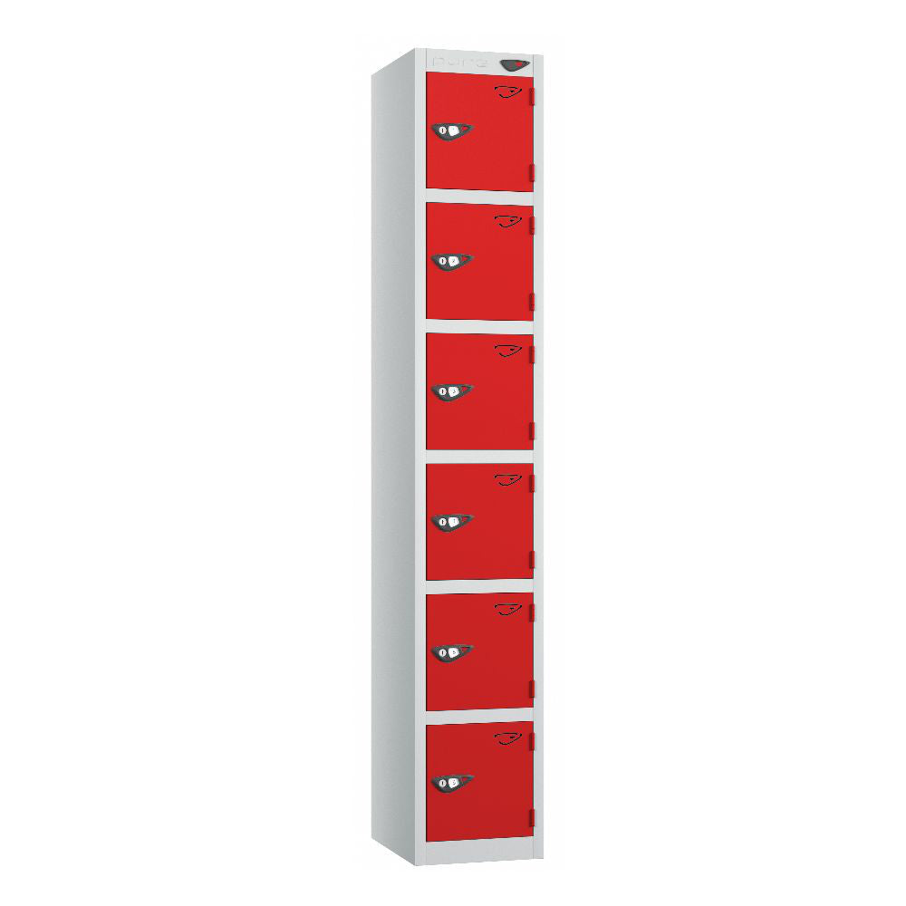 Prime 6-Door Steel Locker Pearl Silver Flame Red