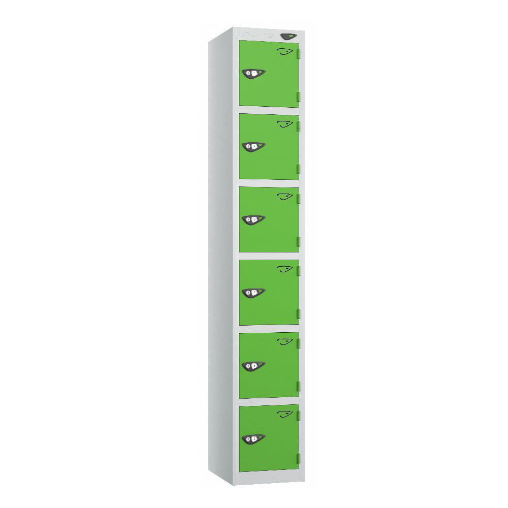 Prime 6-Door Steel Locker Pearl Silver Forest Green