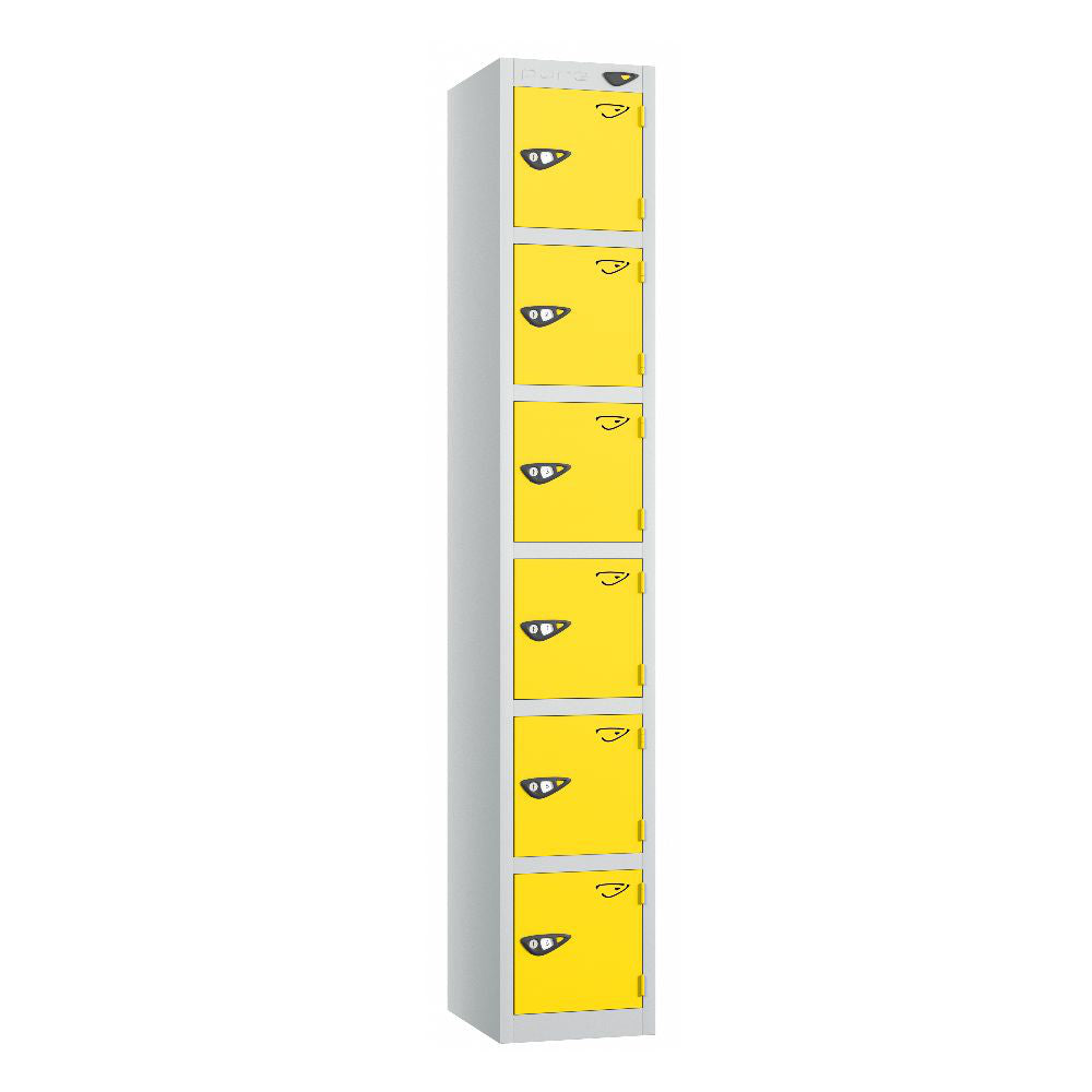 Prime 6-Door Steel Locker Pearl Silver Lemon Yellow