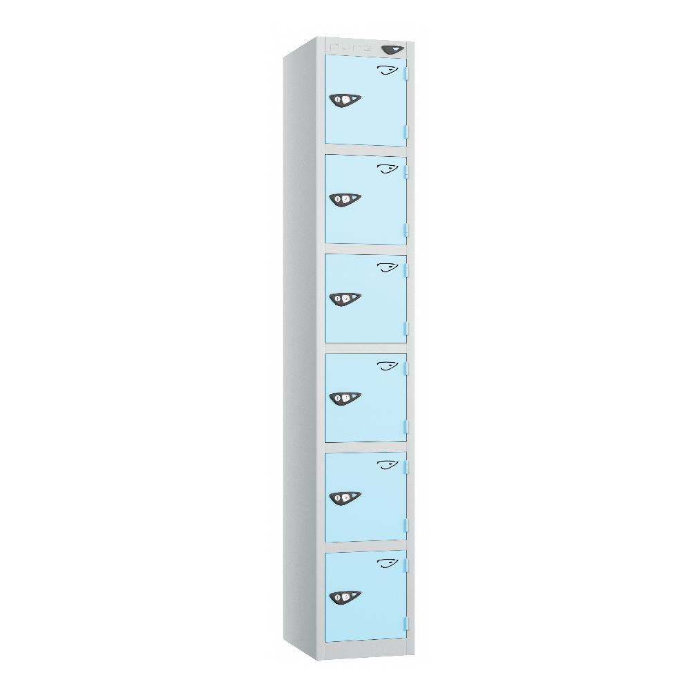 Prime 6-Door Steel Locker Pearl Silver Ribbon Blue