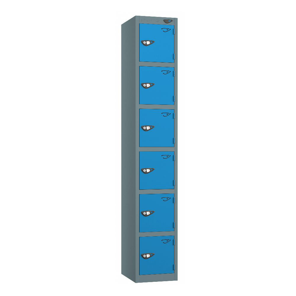 Prime 6-Door Steel Locker Slate Grey Cobalt Blue