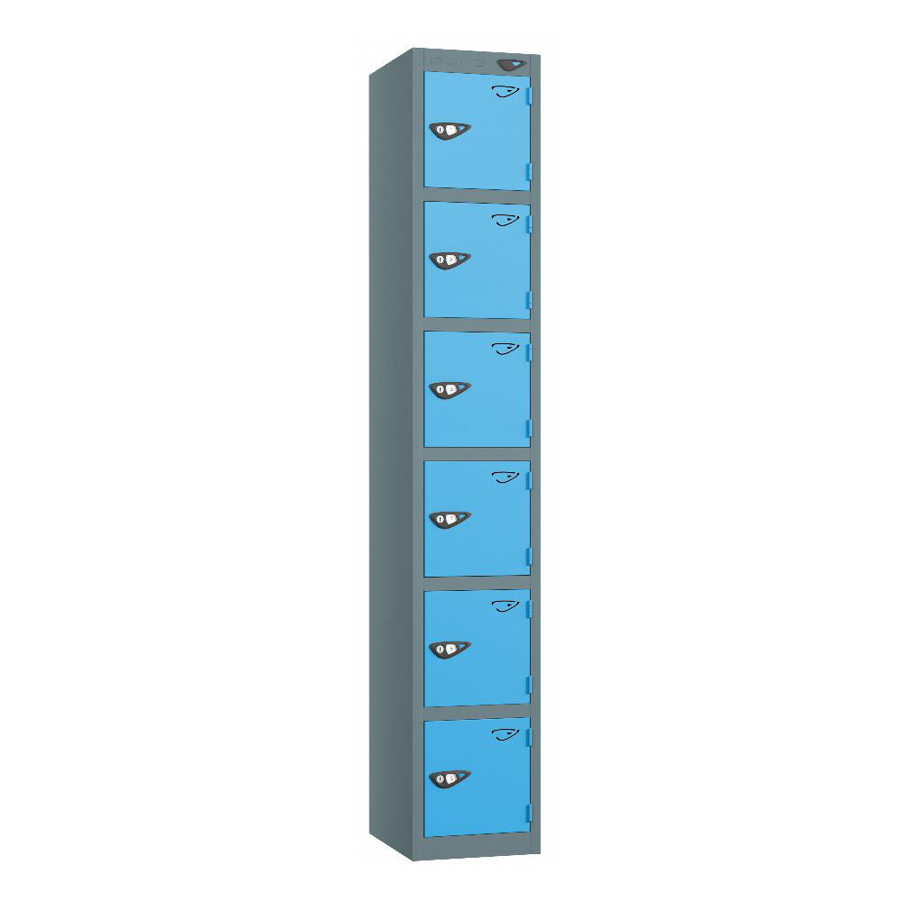 Prime 6-Door Steel Locker Slate Grey Cornflower Blue