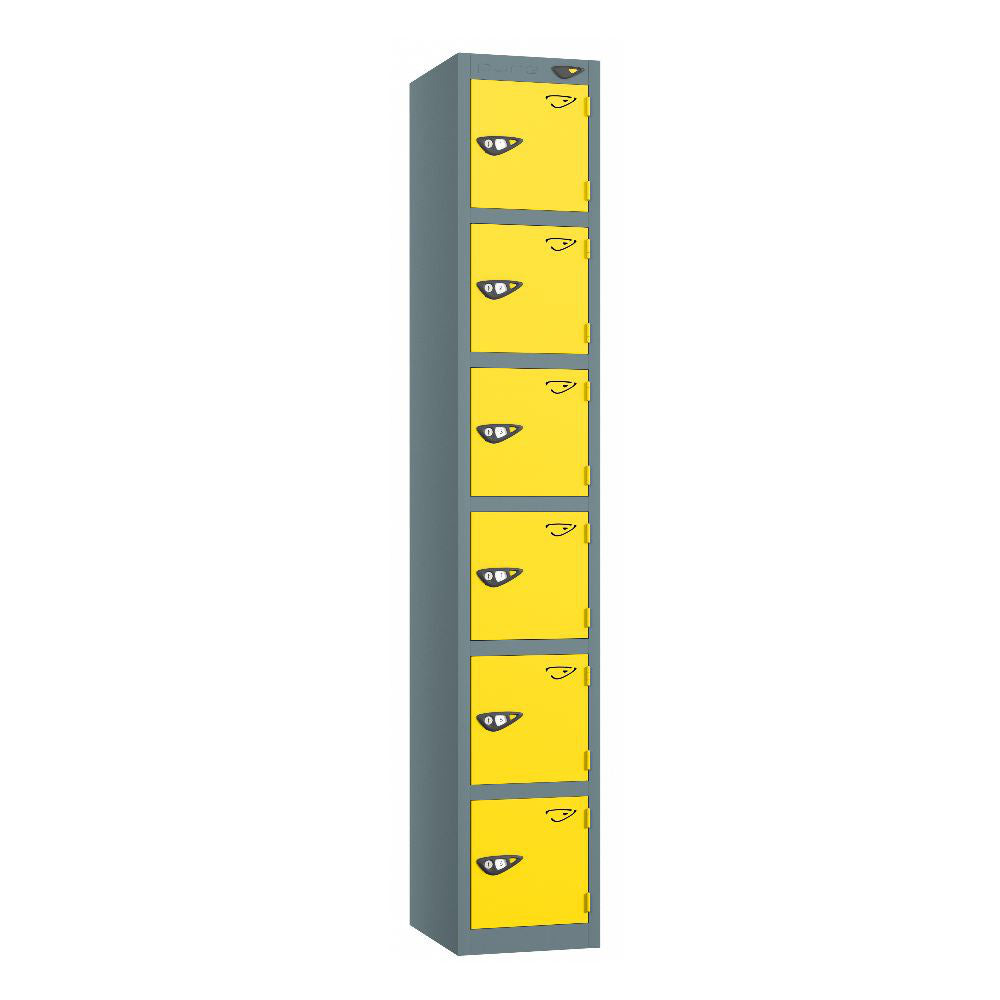 Prime 6-Door Steel Locker Slate Grey Lemon Yellow