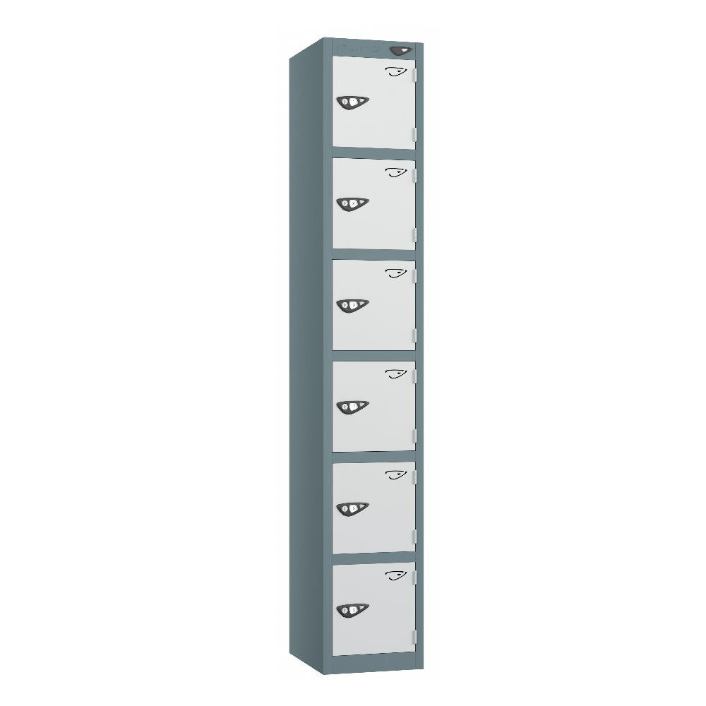 Prime 6-Door Steel Locker Slate Grey Pearl Silver