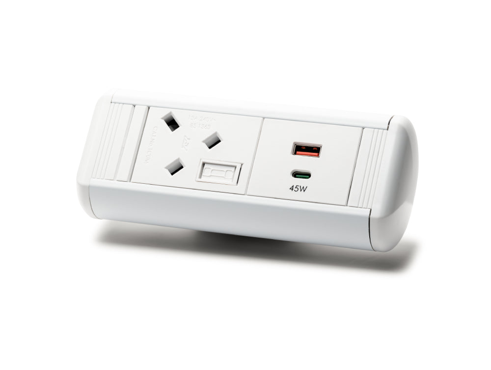 Protea 1 No UK Socket On Desk Power Module White