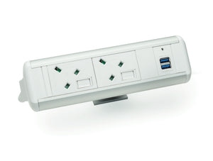 Protea 2 No UK Socket On Desk Power Module White 2